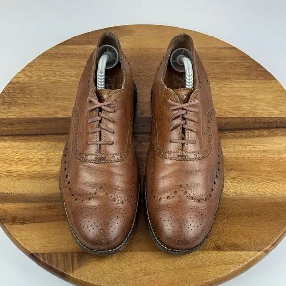 Mens Cole Haan Zerogrand Brown Leather Brogue Wingtip Dress Shoes Size 10 W GUC‎