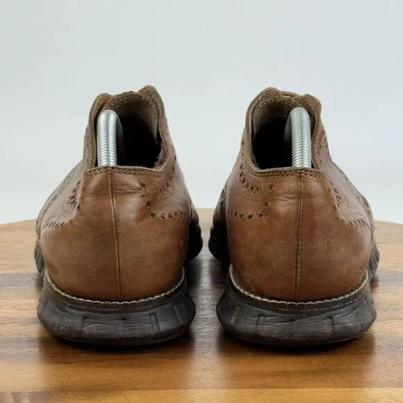 Mens Cole Haan Zerogrand Brown Leather Brogue Wingtip Dress Shoes Size 10 W GUC‎
