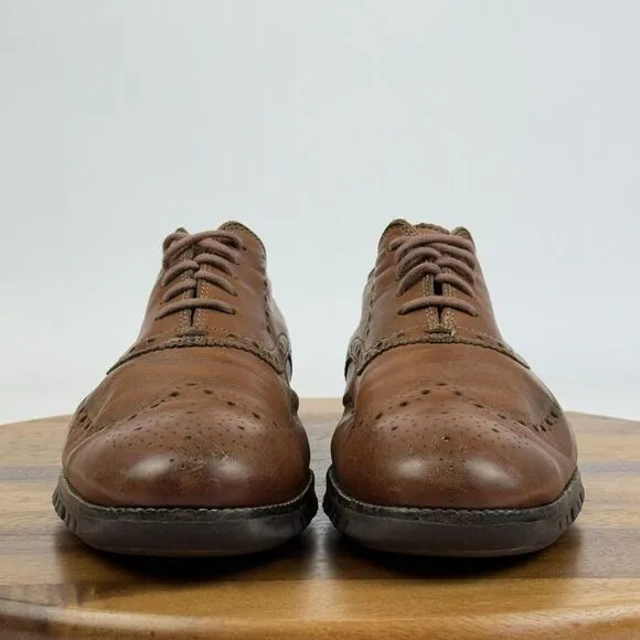 Mens Cole Haan Zerogrand Brown Leather Brogue Wingtip Dress Shoes Size 10 W GUC‎