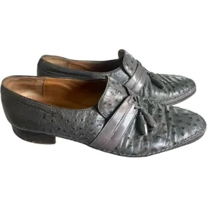 Mens Traversi Gray Ostrich Tassel Buttercup Loafers Dress Shoes - Sz 10D 10