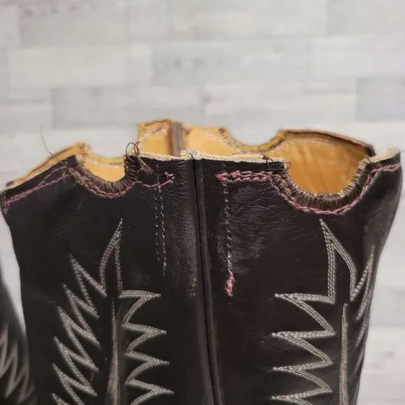 Men's Vintage Tony Lama Western Brown Caribou Leather Cowboy Boots Size 13 E