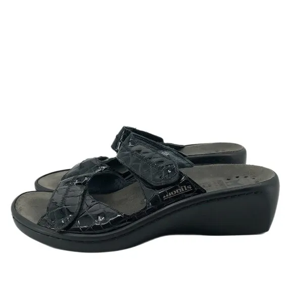 Mephisto Black Leather Adjustable Strap Sandal | Made in France