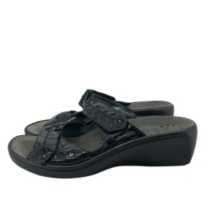 Mephisto Black Leather Adjustable Strap Sandal | Made in France