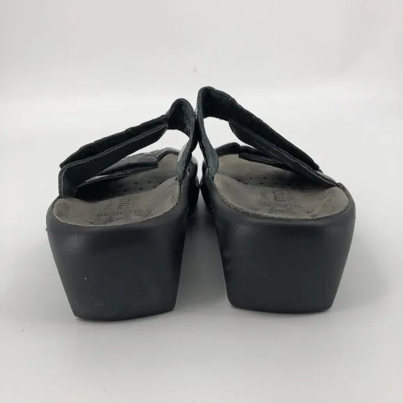 Mephisto Black Leather Adjustable Strap Sandal | Made in France