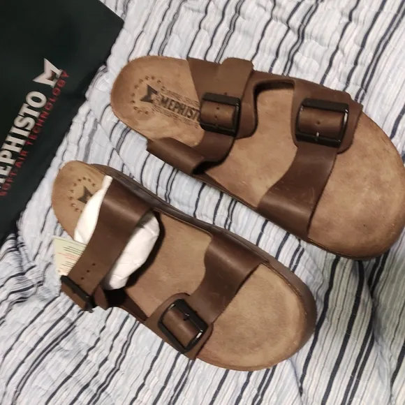Mephisto Brown Comfort Sandals with Adjustable Straps