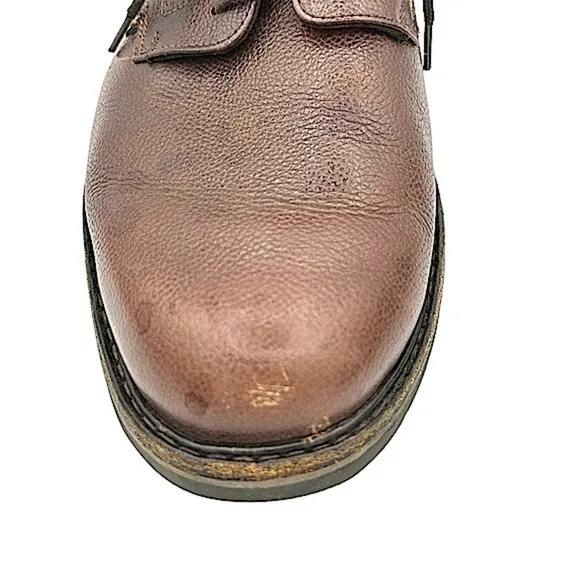 Mephisto Marlon Pebbled Leather Lace-up Derby Shoes in Chestnut Brown Size 10.5