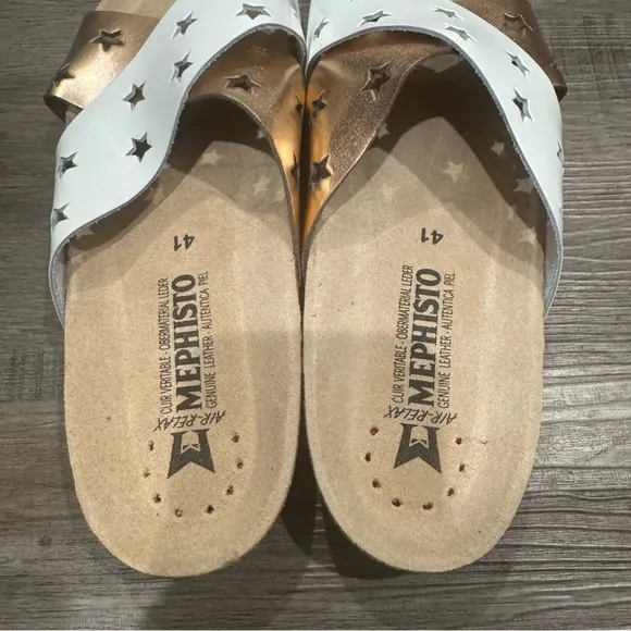 Mephisto Nanou Star White Vernis Slip On Comfort Sandals
