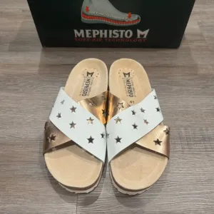 Mephisto Nanou Star White Vernis Slip On Comfort Sandals