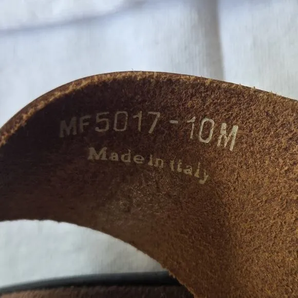 Mercanti Fiorentini Men's Leather Sandals Flip Flops Buckle Brown Size 10 Italy