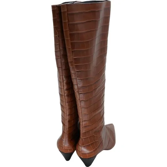 Mercedes Castillo Donique Croc Embossed Leather Boots Womens Size 10