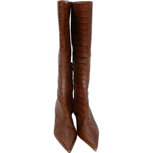 Mercedes Castillo Donique Croc Embossed Leather Boots Womens Size 10