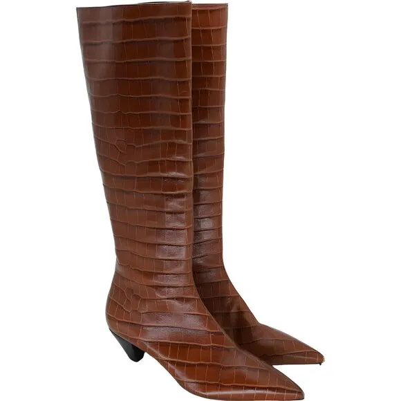Mercedes Castillo Donique Croc Embossed Leather Boots Womens Size 10