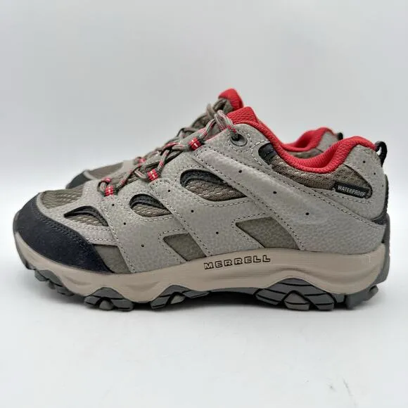 Merrell Kids Moab 3 Low Waterproof Shoe US 3.5 Red Grey Waterproof Athletic NIB