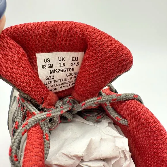 Merrell Kids Moab 3 Low Waterproof Shoe US 3.5 Red Grey Waterproof Athletic NIB