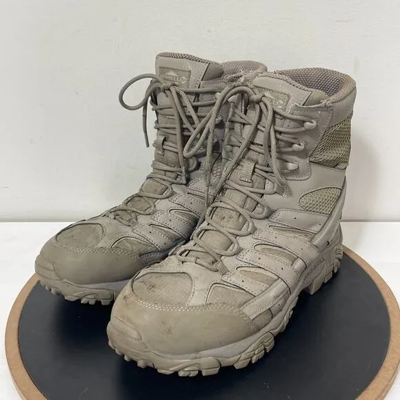 Merrell Moab 2 8&quot; Tactical Waterproof Boot Coyote Men's 11.5W Green Zip Up