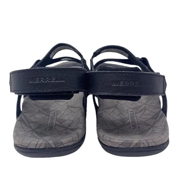 Merrell Sandspur Sandals Women's 10 Black Leather Comfort Strappy Sport Hiking