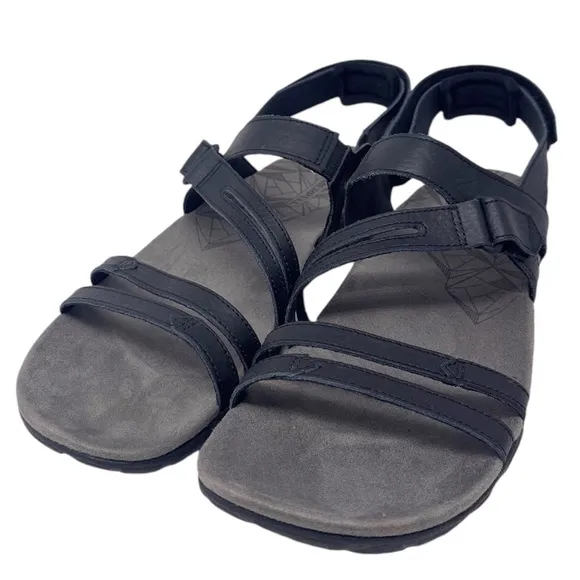 Merrell Sandspur Sandals Women's 10 Black Leather Comfort Strappy Sport Hiking
