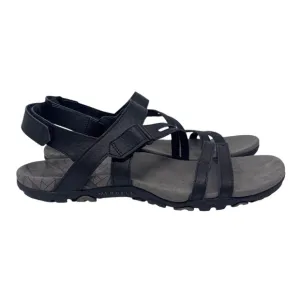 Merrell Sandspur Sandals Women's 10 Black Leather Comfort Strappy Sport Hiking