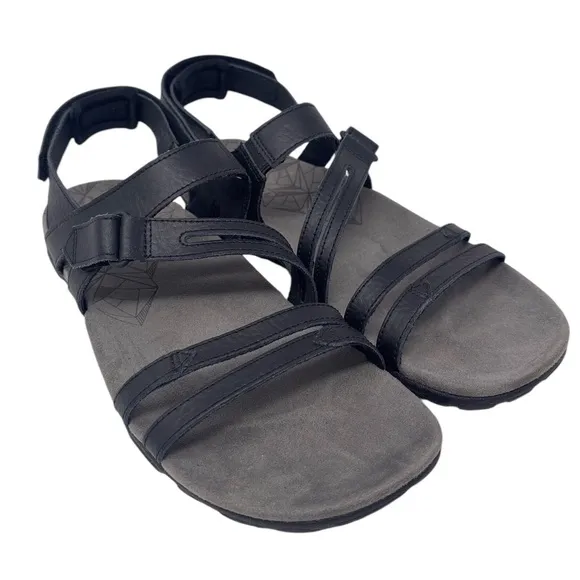 Merrell Sandspur Sandals Women's 10 Black Leather Comfort Strappy Sport Hiking