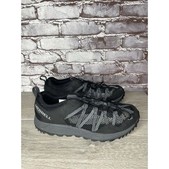 Merrell Wildsport Aerosport Black Synthetic Lace Hiking Outdoor Shoes Men 11.5M