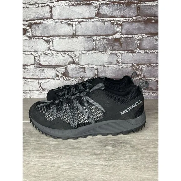 Merrell Wildsport Aerosport Black Synthetic Lace Hiking Outdoor Shoes Men 11.5M