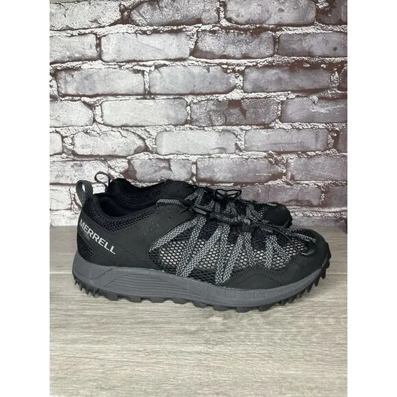 Merrell Wildsport Aerosport Black Synthetic Lace Hiking Outdoor Shoes Men 11.5M