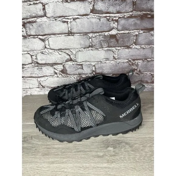 Merrell Wildsport Aerosport Black Synthetic Lace Hiking Outdoor Shoes Men 11.5M