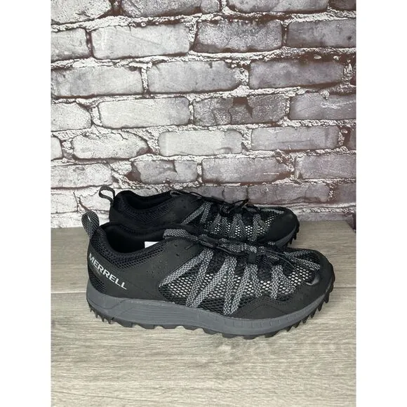 Merrell Wildsport Aerosport Black Synthetic Lace Hiking Outdoor Shoes Men 11.5M