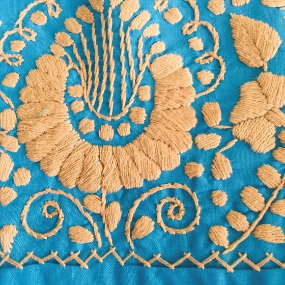 Mexican dress old gold embroidery