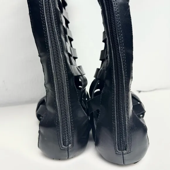 MIA Gladiator Boot Tall Sandals Flats Black Size 6.5