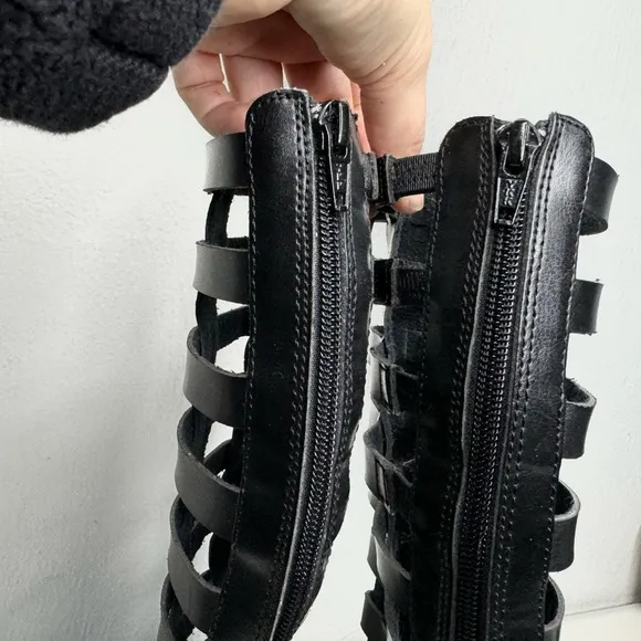 MIA Gladiator Boot Tall Sandals Flats Black Size 6.5