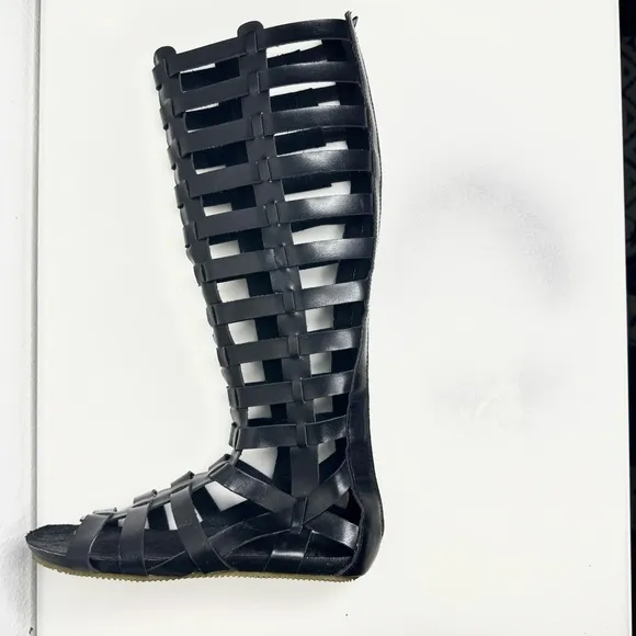 MIA Gladiator Boot Tall Sandals Flats Black Size 6.5