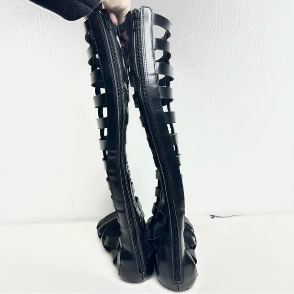 MIA Gladiator Boot Tall Sandals Flats Black Size 6.5