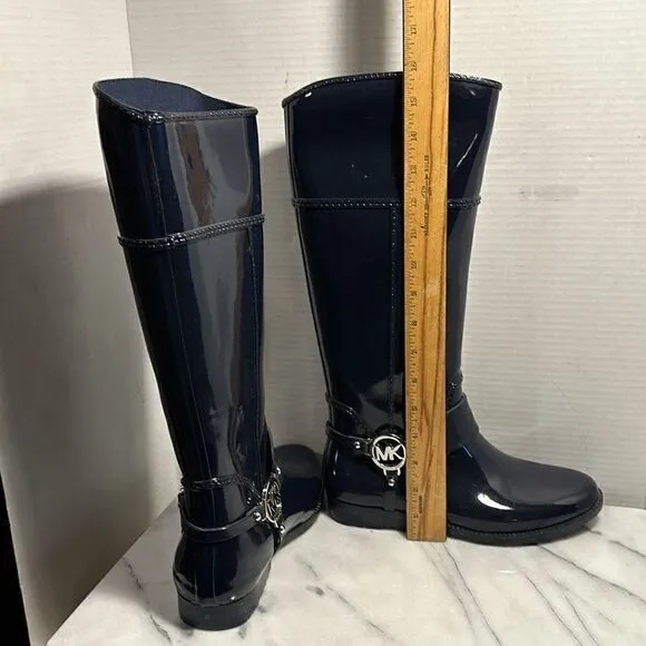 Michael Kors Blue Fulton Harness Tall Rain Boots Women’s Size 7 MSRP $129