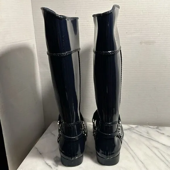 Michael Kors Blue Fulton Harness Tall Rain Boots Women’s Size 7 MSRP $129