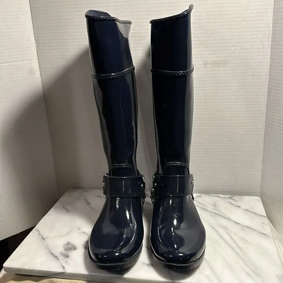 Michael Kors Blue Fulton Harness Tall Rain Boots Women’s Size 7 MSRP $129