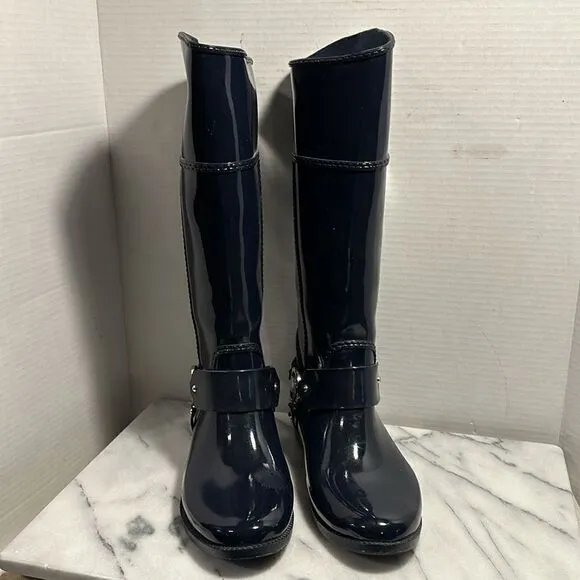 Michael Kors Blue Fulton Harness Tall Rain Boots Women’s Size 7 MSRP $129