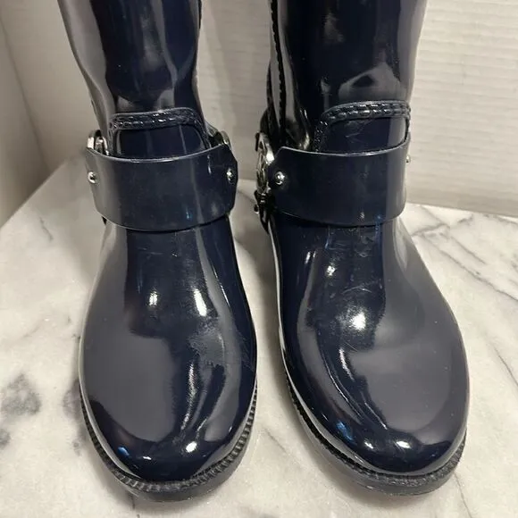 Michael Kors Blue Fulton Harness Tall Rain Boots Women’s Size 7 MSRP $129