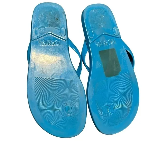 Michael Kors Blue Jelly and Rubber Cork Flip Flop Sandals. Size 8R