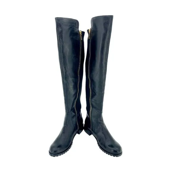 Michael Kors Boots Joanie Tall Leather Riding Stretch Back Sz 4.5 New $249