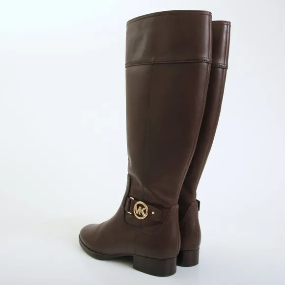 Michael Kors Harland Leather Tall Boots in Brown Women Size 5.5