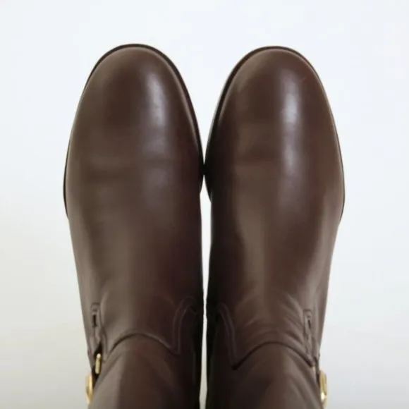 Michael Kors Harland Leather Tall Boots in Brown Women Size 5.5