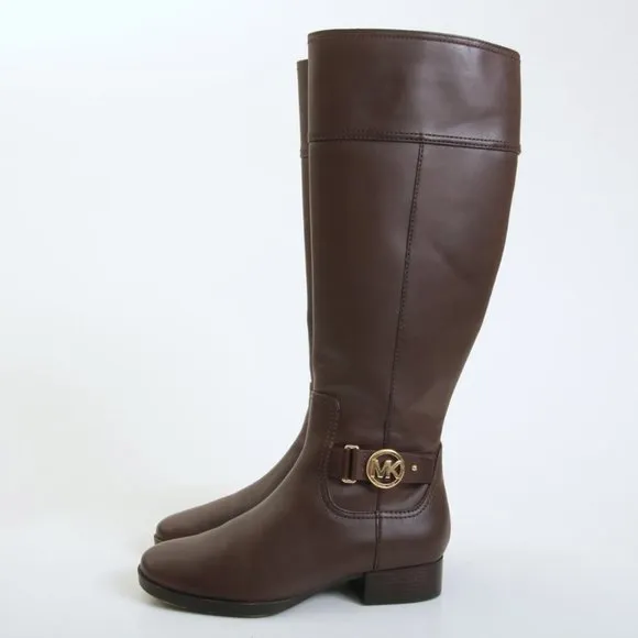 Michael Kors Harland Leather Tall Boots in Brown Women Size 5.5