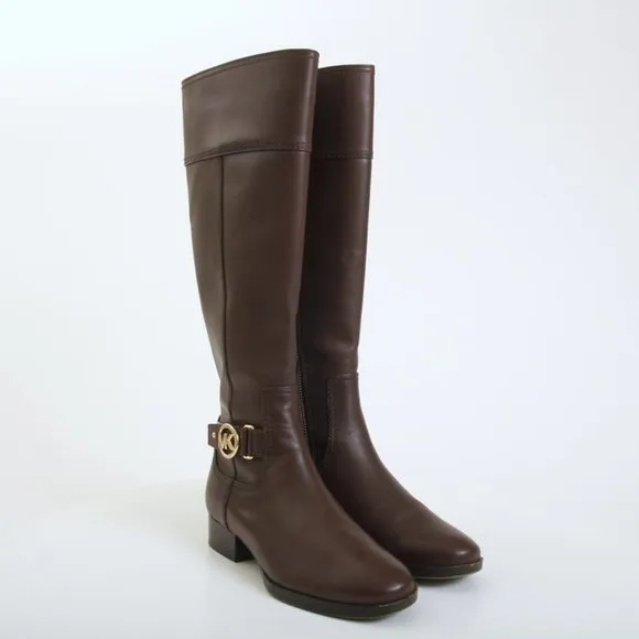 Michael Kors Harland Leather Tall Boots in Brown Women Size 5.5
