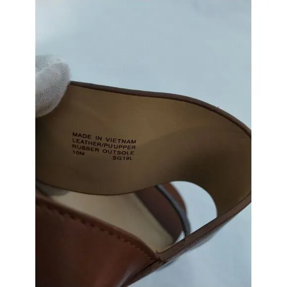 Michael Kors MK Women's Rhett‎ Leather Platform Wedge Sandals Size 10M Brown