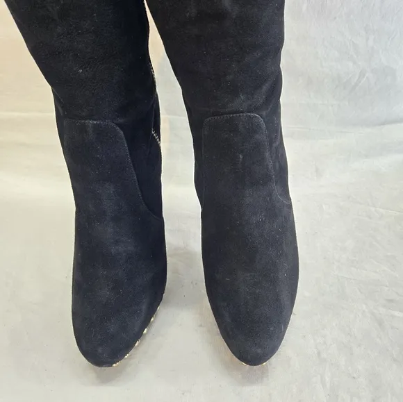 Michael Kors Women's Size 8.5 Black Ailee Studded Tall Suede Boots