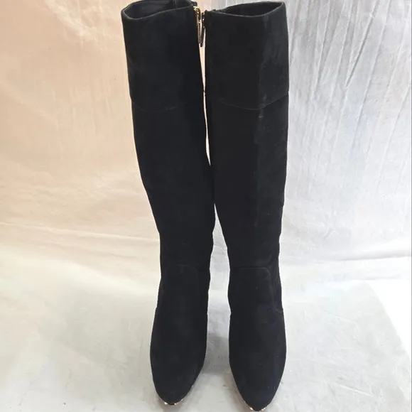 Michael Kors Women's Size 8.5 Black Ailee Studded Tall Suede Boots