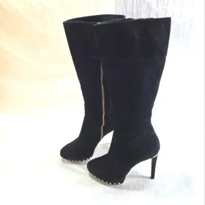 Michael Kors Women's Size 8.5 Black Ailee Studded Tall Suede Boots