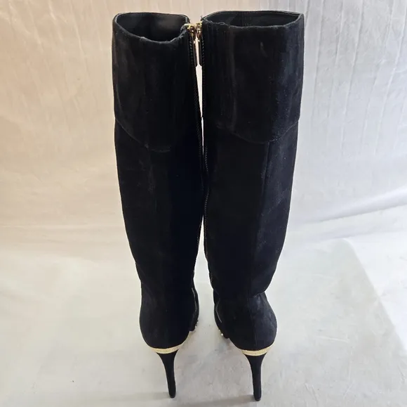 Michael Kors Women's Size 8.5 Black Ailee Studded Tall Suede Boots