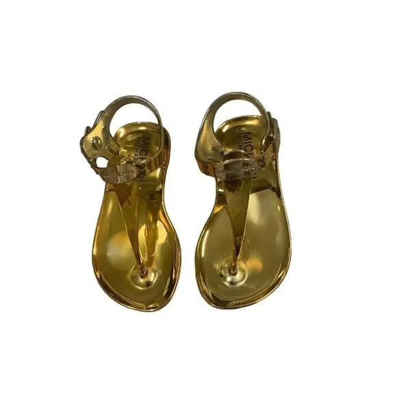 MICHAEL Michael Kors Girl's Size 7 Jelly Hayla Sandals Gold Colored NWT Shiny